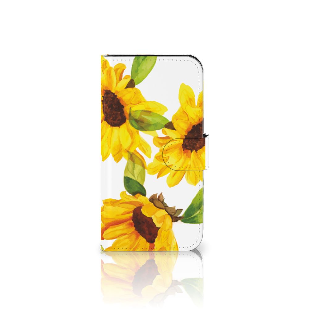 Hoesje voor iPhone 15 Zonnebloemen met prachtige gele zonnebloemen op een witte achtergrond 🌻.