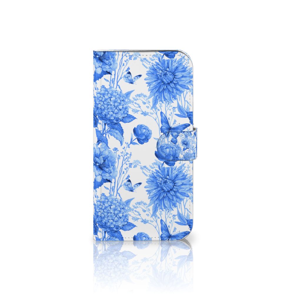 Apple iPhone 16 Plus hoesje voor iPhone 16 Plus Flowers Blue bloemen blauw aanzicht