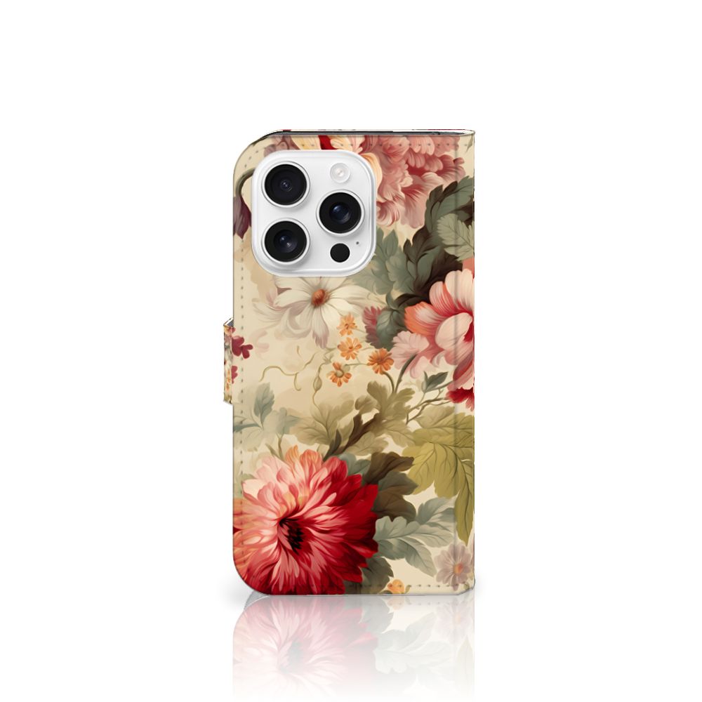 Apple iPhone 16 Pro hoesje voor iPhone 16 Pro Bloemen bloemen design voorkant