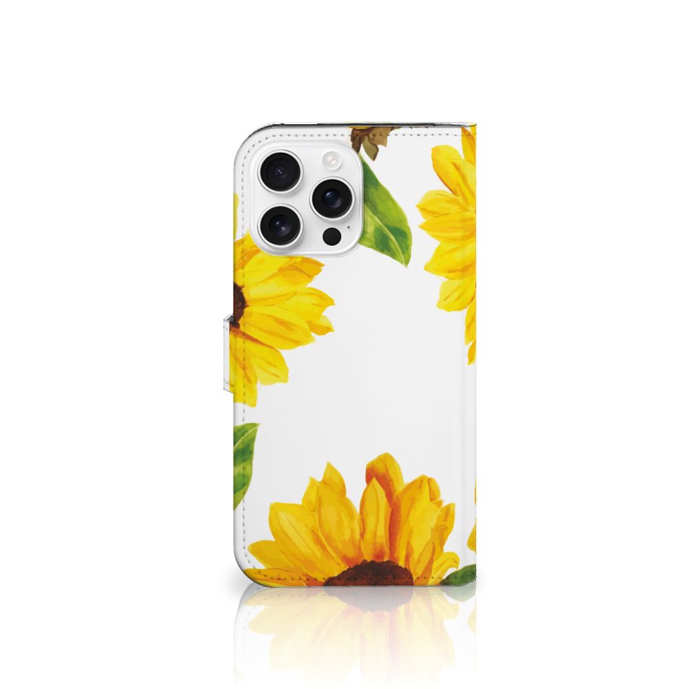 Hoesje voor iPhone 16 Pro Max Zonnebloemen smartphone hoesje zonnebloemen design voorkant