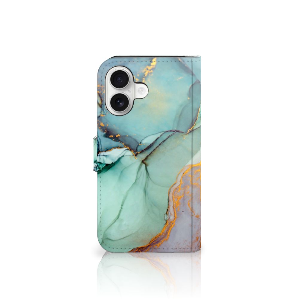 Hoesje voor iPhone 16 Watercolor Mix telefoonhoesje blauw groen design vooraanzicht