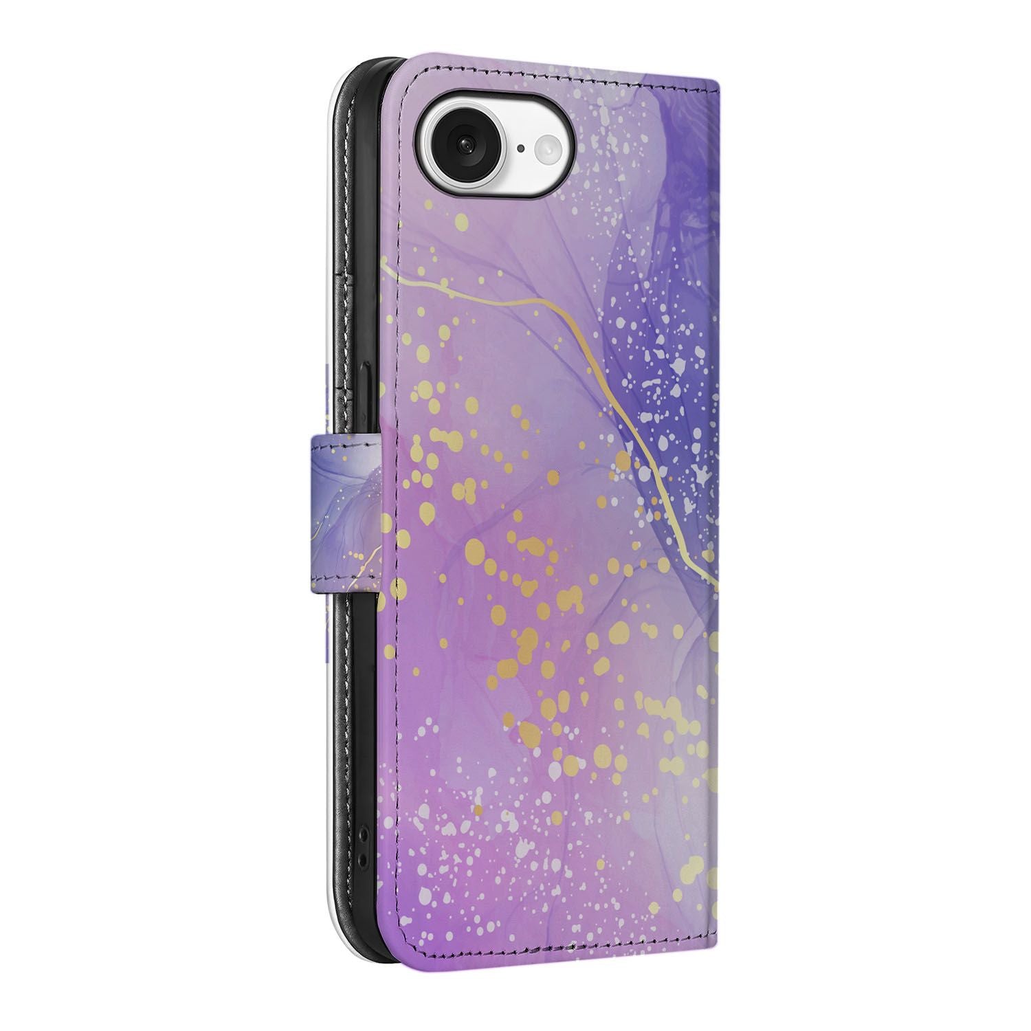 Apple iPhone 16e hoesje Watercolor Paars zijaanzicht