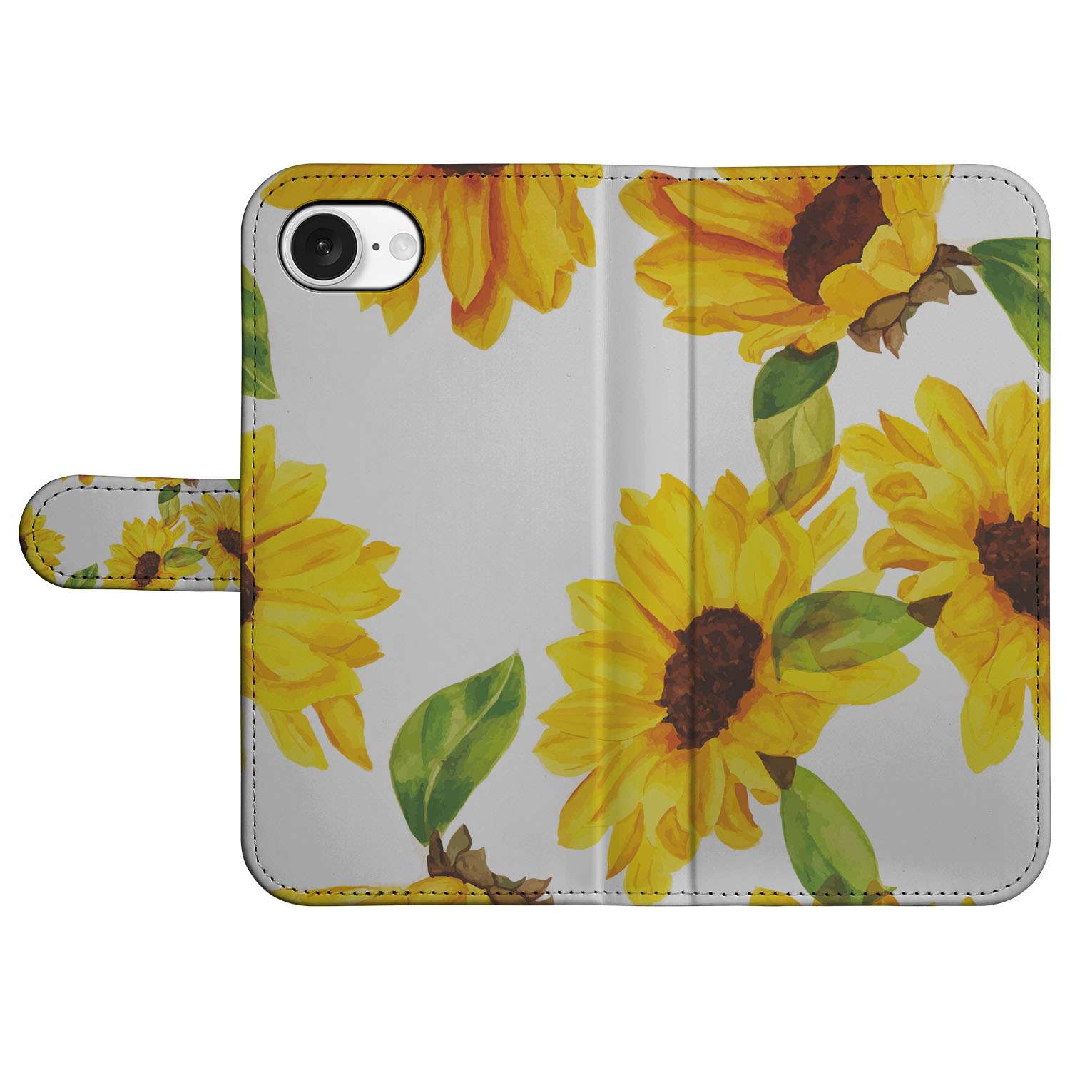 Hoesje voor iPhone 16e Zonnebloemen zonnebloemen design vooraanzicht