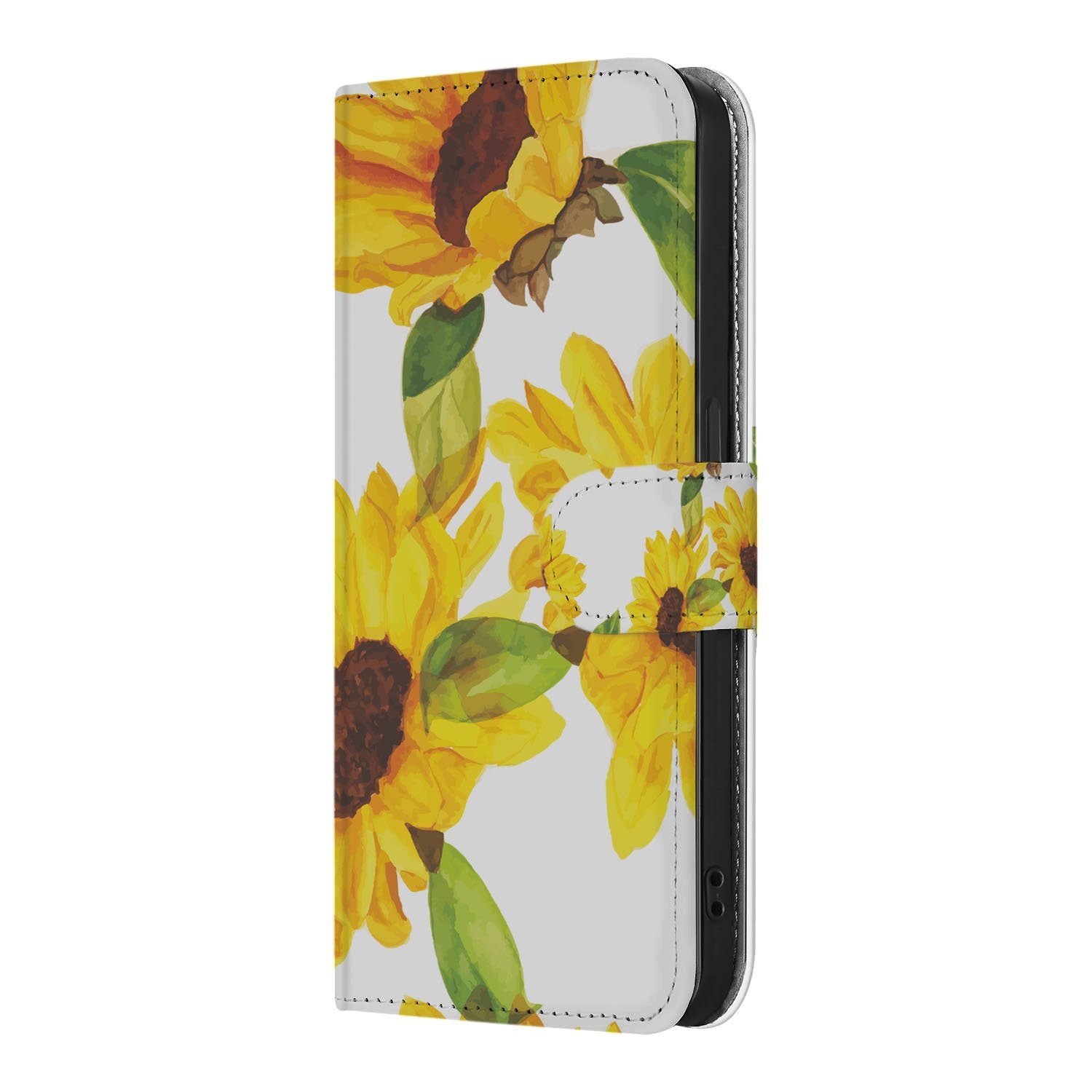 iPhone 16e hoesje zonnebloemen design zijkant