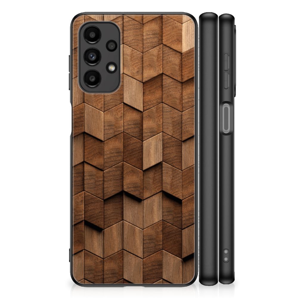 Houten Print Telefoonhoesje voor Samsung Galaxy A13 4G Wooden Cubes B2C Telecom