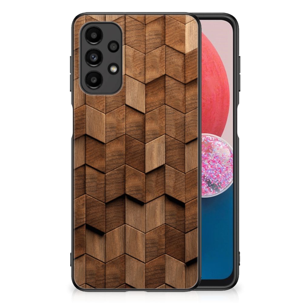 Houten Print Telefoonhoesje voor Samsung Galaxy A13 4G Wooden Cubes B2C Telecom