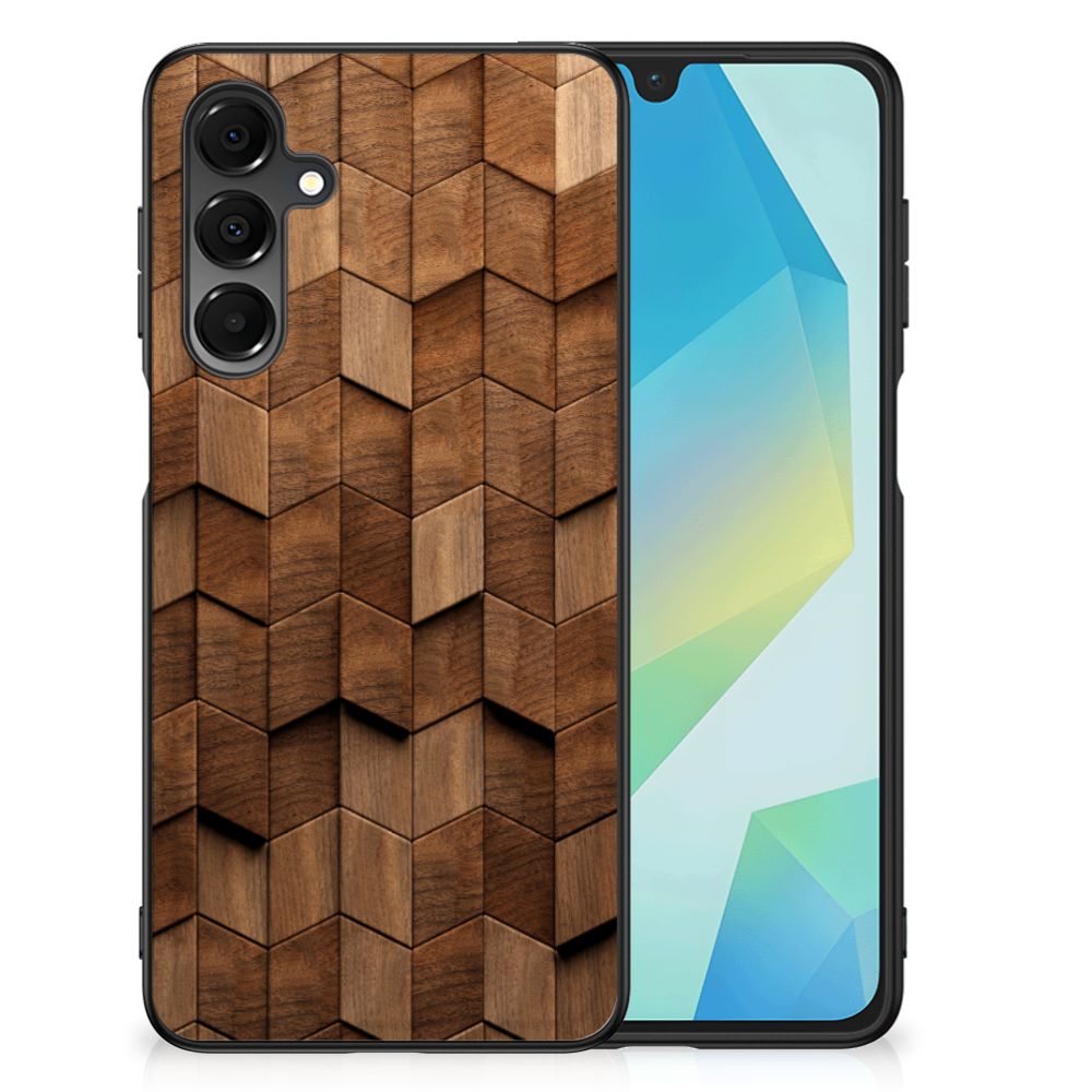Samsung Galaxy A16 5G/4G Houten Print Telefoonhoesje Wooden Cubes voorkant