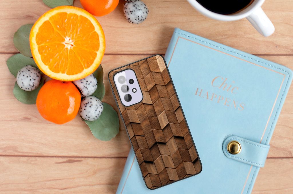 Houten Print Telefoonhoesje voor Samsung Galaxy A33 5G Wooden Cubes B2C Telecom