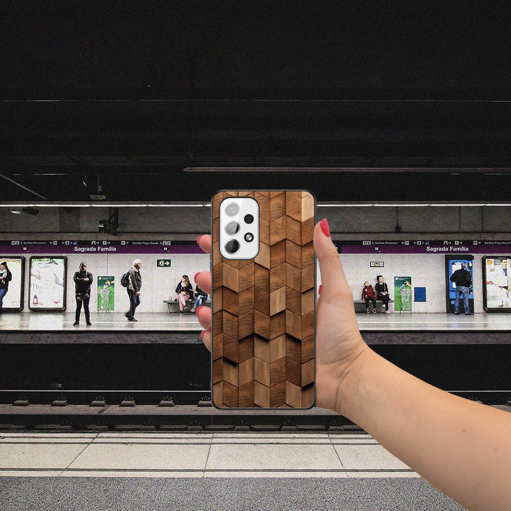 Houten Print Telefoonhoesje voor Samsung Galaxy A53 Wooden Cubes B2C Telecom