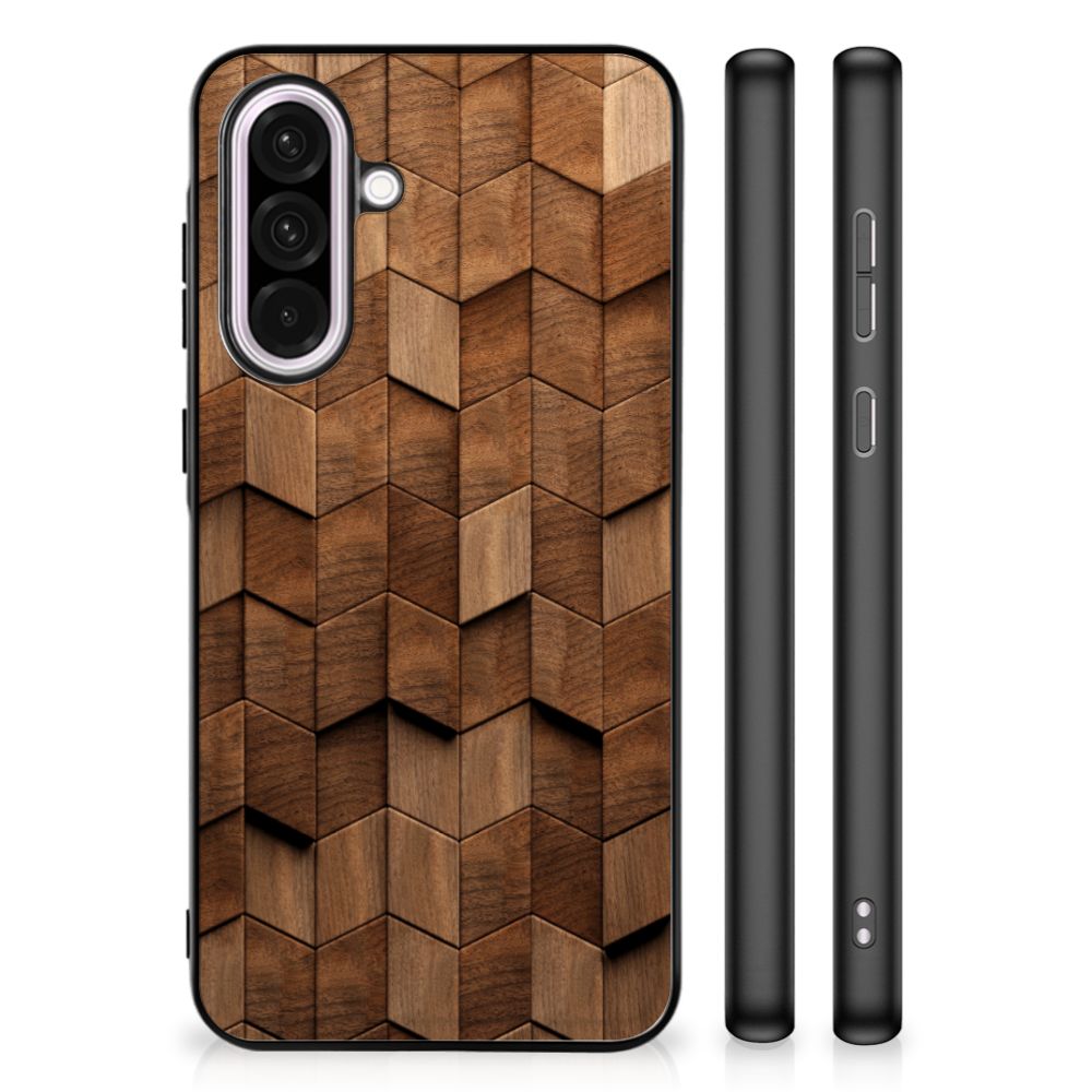 Samsung Galaxy A56 Houten Print Telefoonhoesje voor Samsung Galaxy A56 Wooden Cubes achterkant zijaanzicht