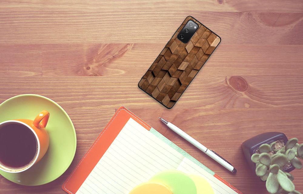 Houten Print Telefoonhoesje voor Samsung Galaxy S20 FE Wooden Cubes B2C Telecom
