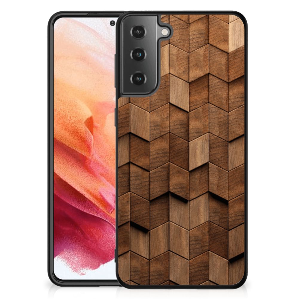 Houten Print Telefoonhoesje voor Samsung Galaxy S21 Wooden Cubes B2C Telecom