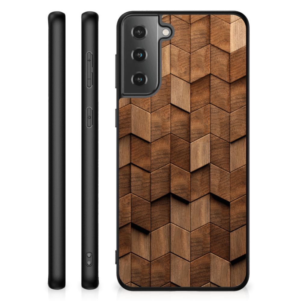 Houten Print Telefoonhoesje voor Samsung Galaxy S21 Wooden Cubes B2C Telecom
