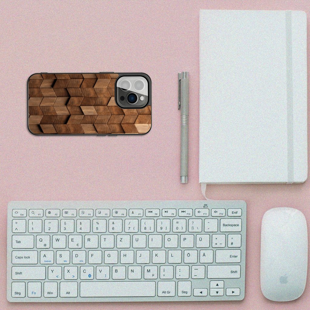 Houten Print Telefoonhoesje voor iPhone 13 Pro Wooden Cubes B2C Telecom