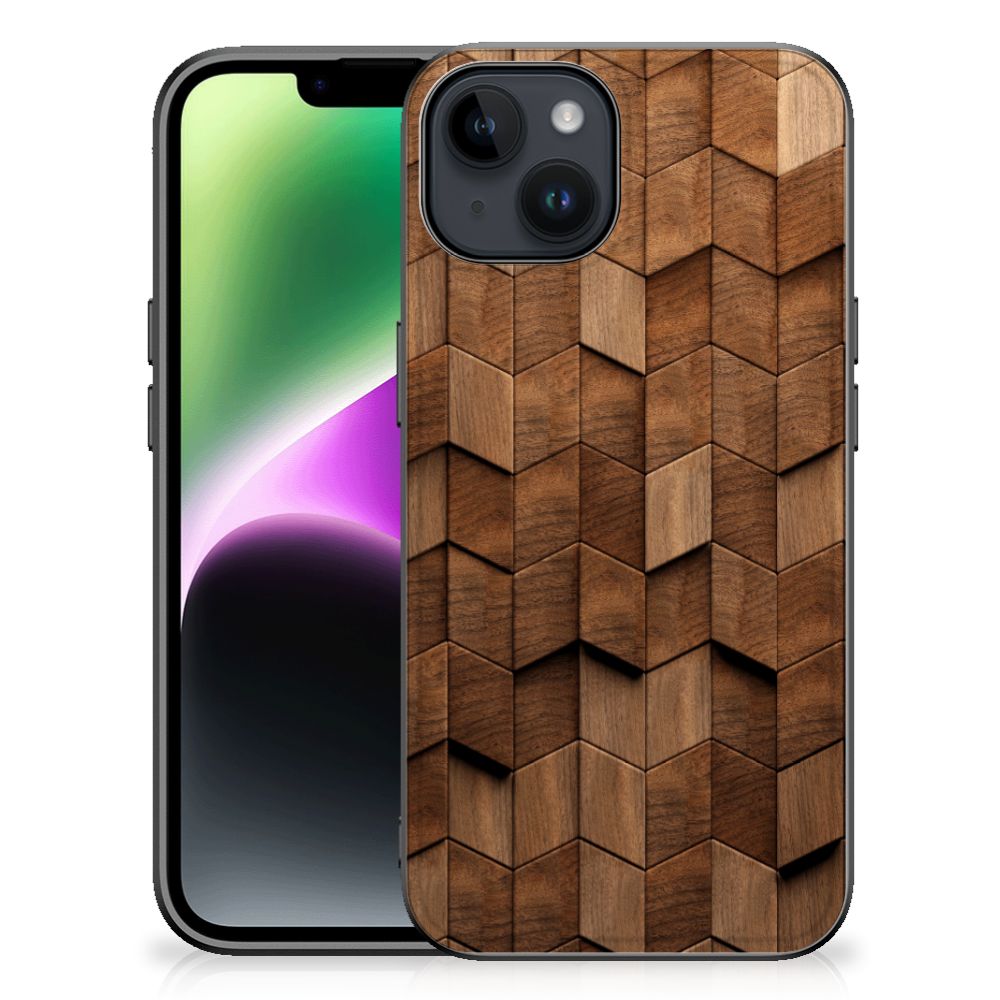 Houten Print Telefoonhoesje voor iPhone 15 Wooden Cubes B2C Telecom
