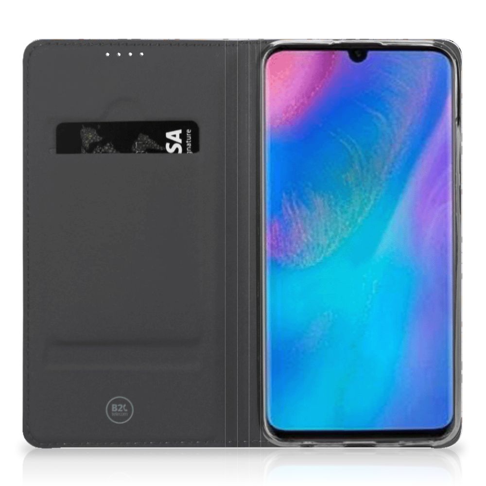 Huawei P30 Lite New Edition Standcase Flower Tiles binnenzijde zwart