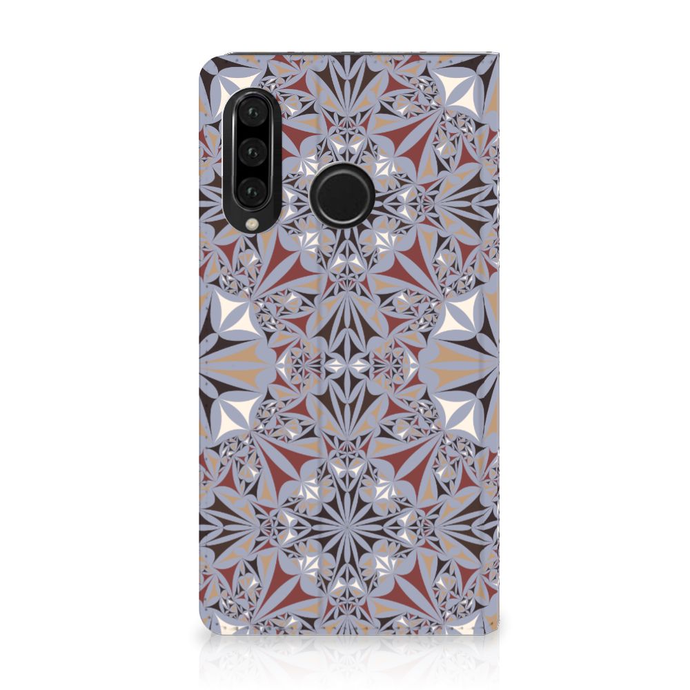 Huawei P30 Lite New Edition Standcase Flower Tiles bloemenpatroon design achterzijde