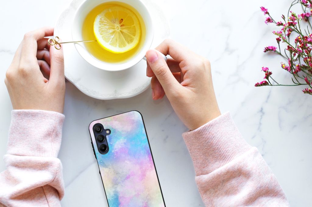Samsung Galaxy A15 Kleurrijke Telefoonhoesje Watercolor Light bovenaanzicht