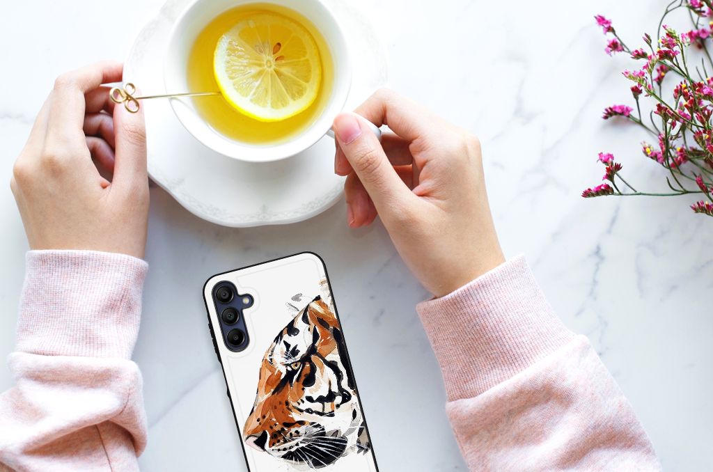 Kleurrijke Telefoonhoesje Samsung Galaxy A15 Watercolor Tiger B2C Telecom