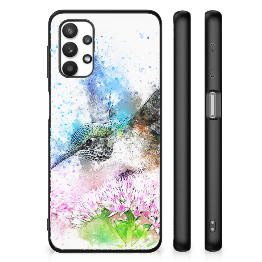 Samsung Galaxy A32 5G Kleurrijke Telefoonhoesje Vogel Watercoloring voorkant zijkant