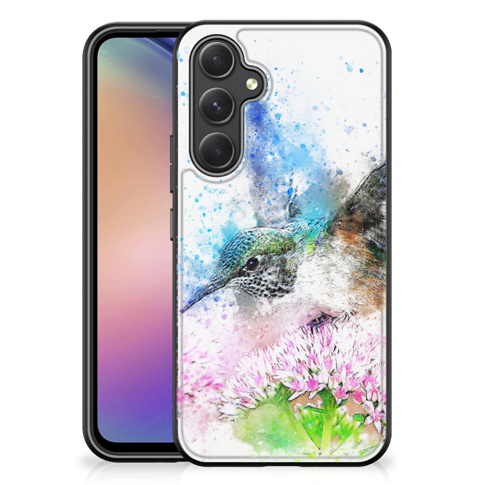 Samsung Galaxy A54 kleurrijke telefoonhoesje watercoloring vogel aanzicht