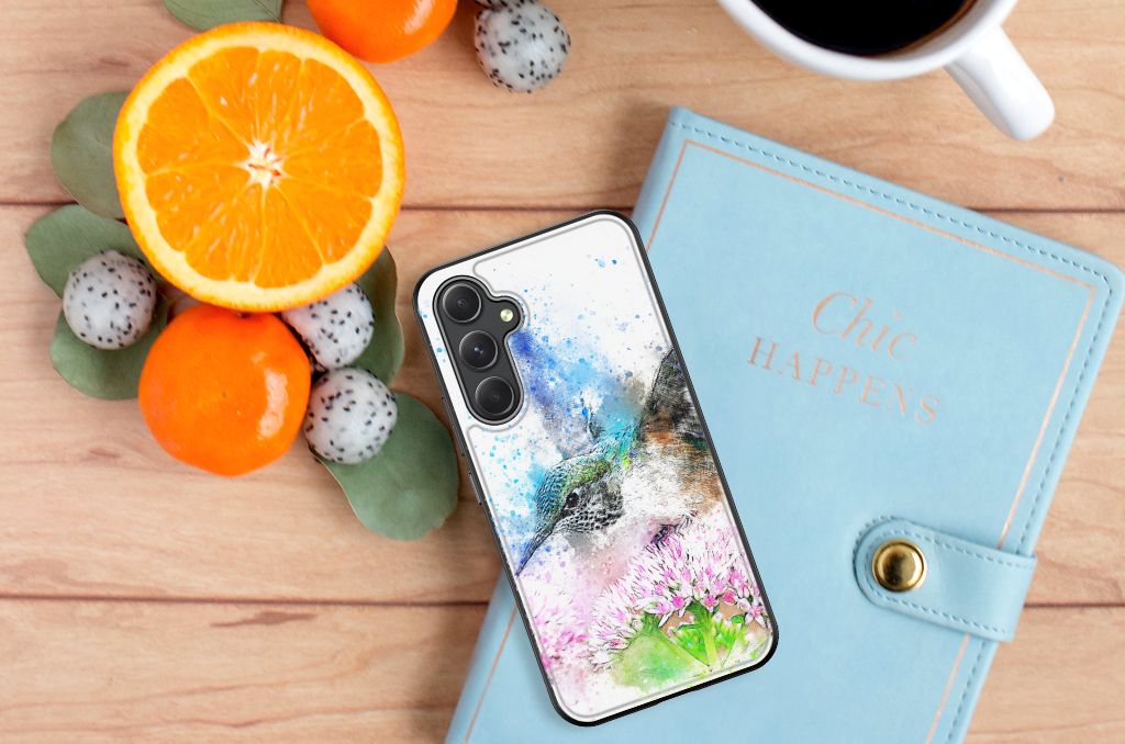 Samsung Galaxy A54 Kleurrijke Telefoonhoesje Vogel watercoloring voorkant
