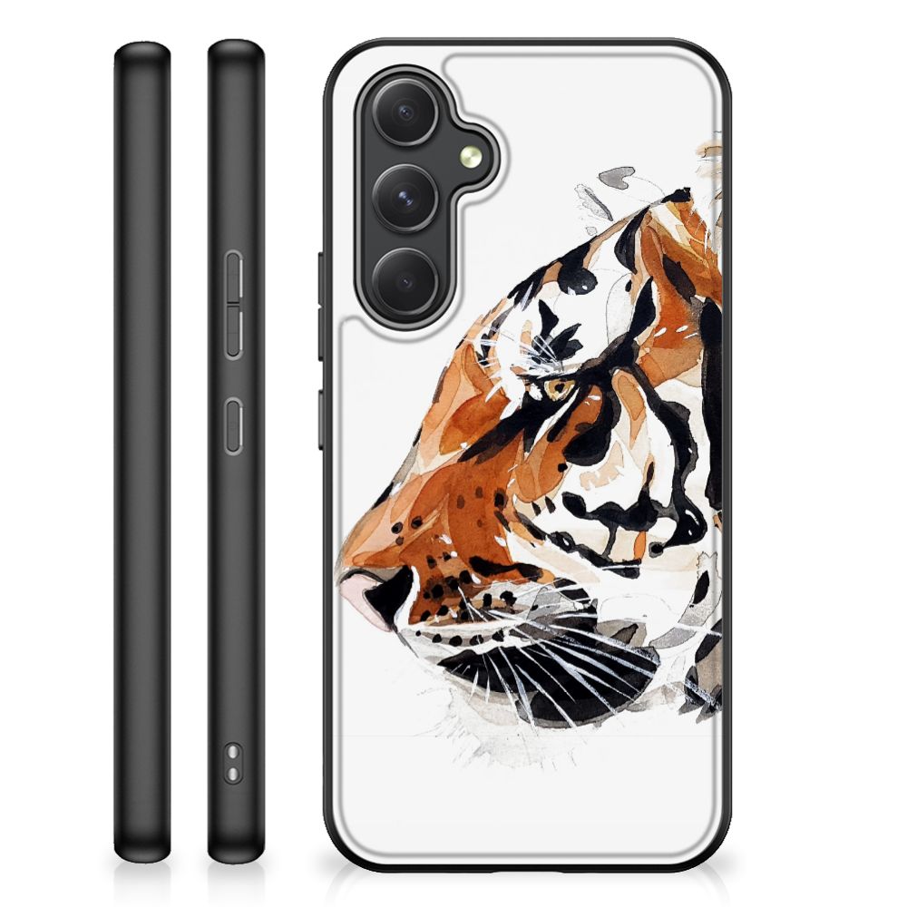 Samsung Galaxy A54 Kleurrijke Telefoonhoesje Watercolor Tiger achterkant zijkanten