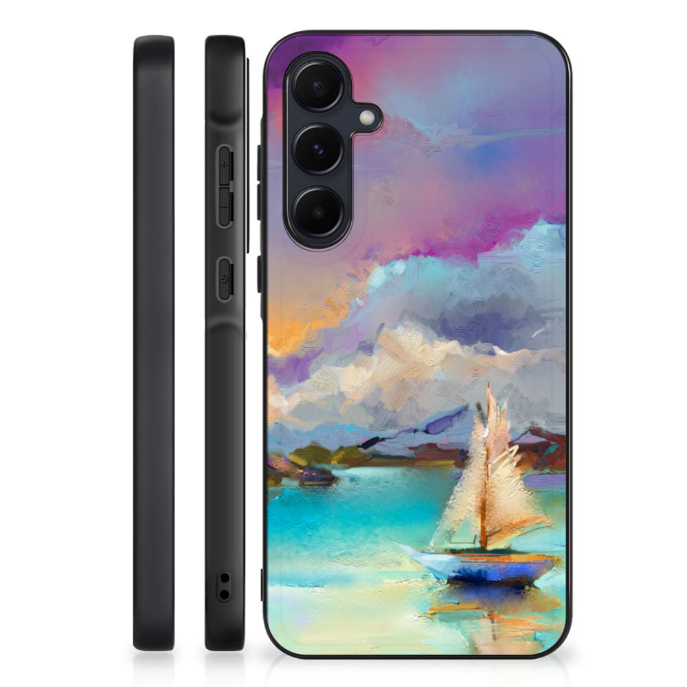 Samsung Galaxy A55 Kleurrijke Telefoonhoesje Boat watercoloring achterkant