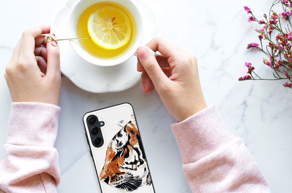 Kleurrijke Telefoonhoesje Samsung Galaxy A55 Watercolor Tiger B2C Telecom