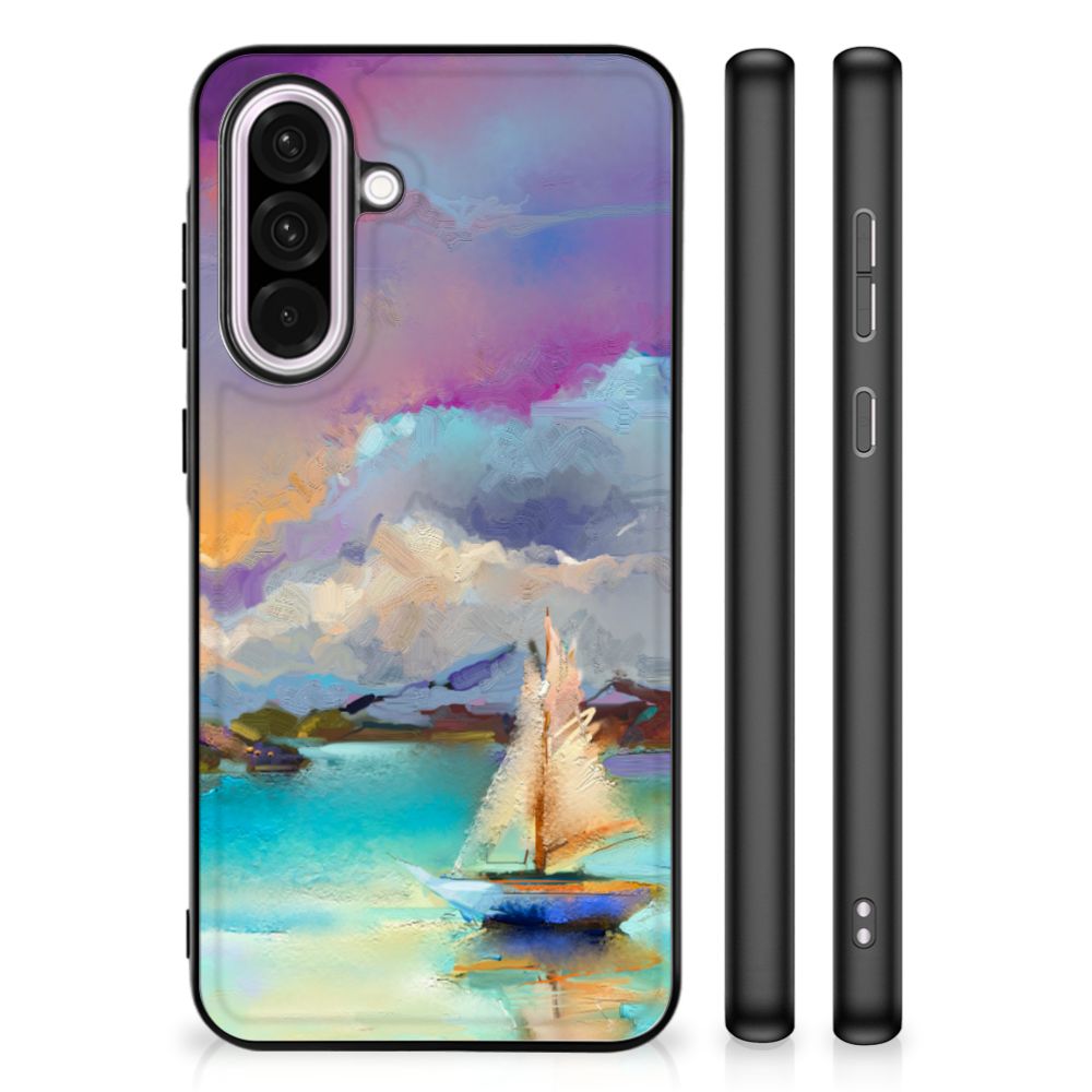 Samsung Galaxy A56 Kleurrijke Telefoonhoesje Boat watercoloring voorkant zijkant