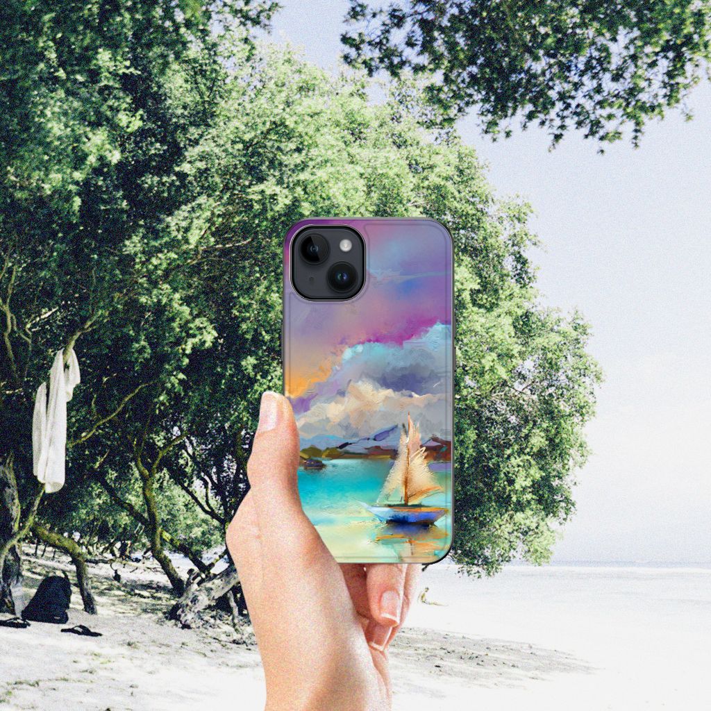 Apple iPhone 15 Kleurrijke Telefoonhoesje iPhone 15 Boat watercoloring hand