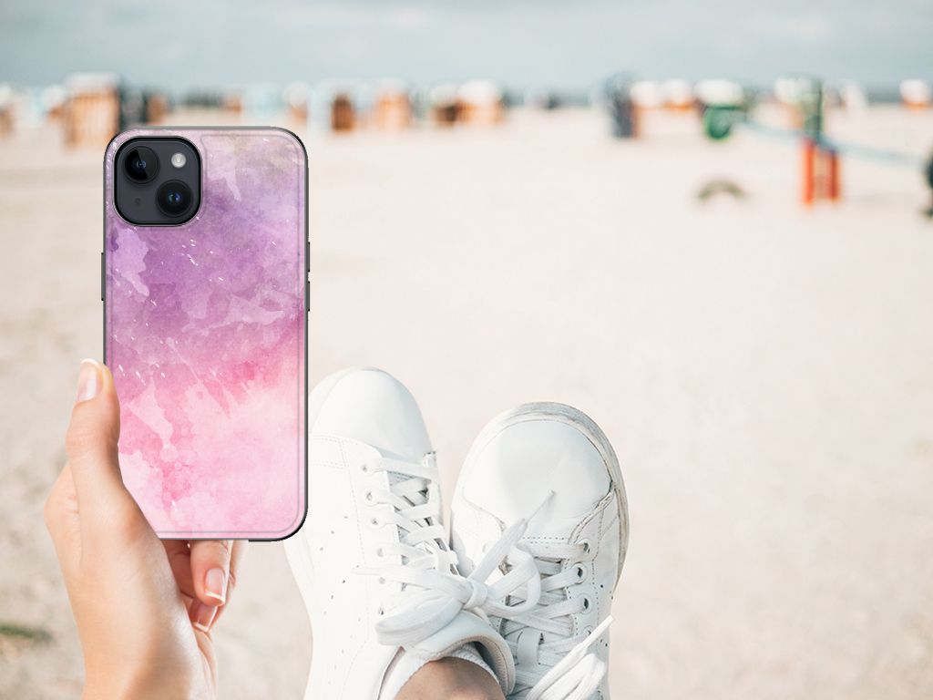 Kleurrijke Telefoonhoesje iPhone 15 Plus Pink Purple Paint B2C Telecom