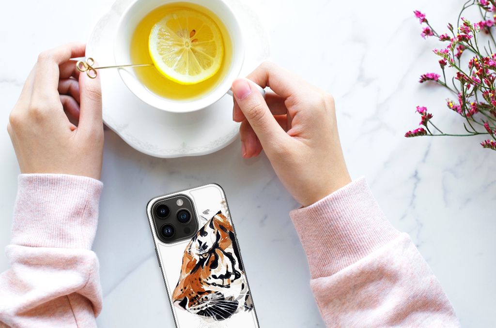 Kleurrijke Telefoonhoesje iPhone 15 Pro Watercolor Tiger B2C Telecom
