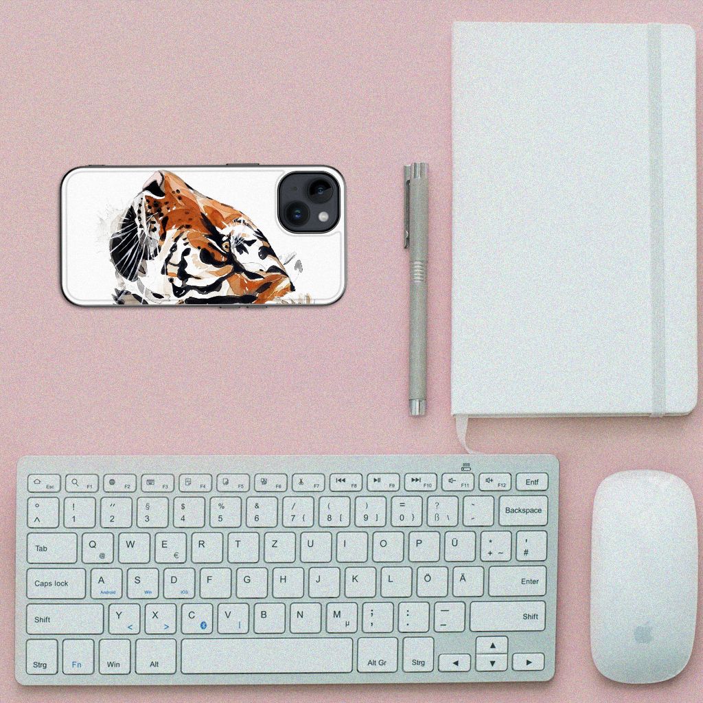 Kleurrijke Telefoonhoesje iPhone 15 Watercolor Tiger B2C Telecom