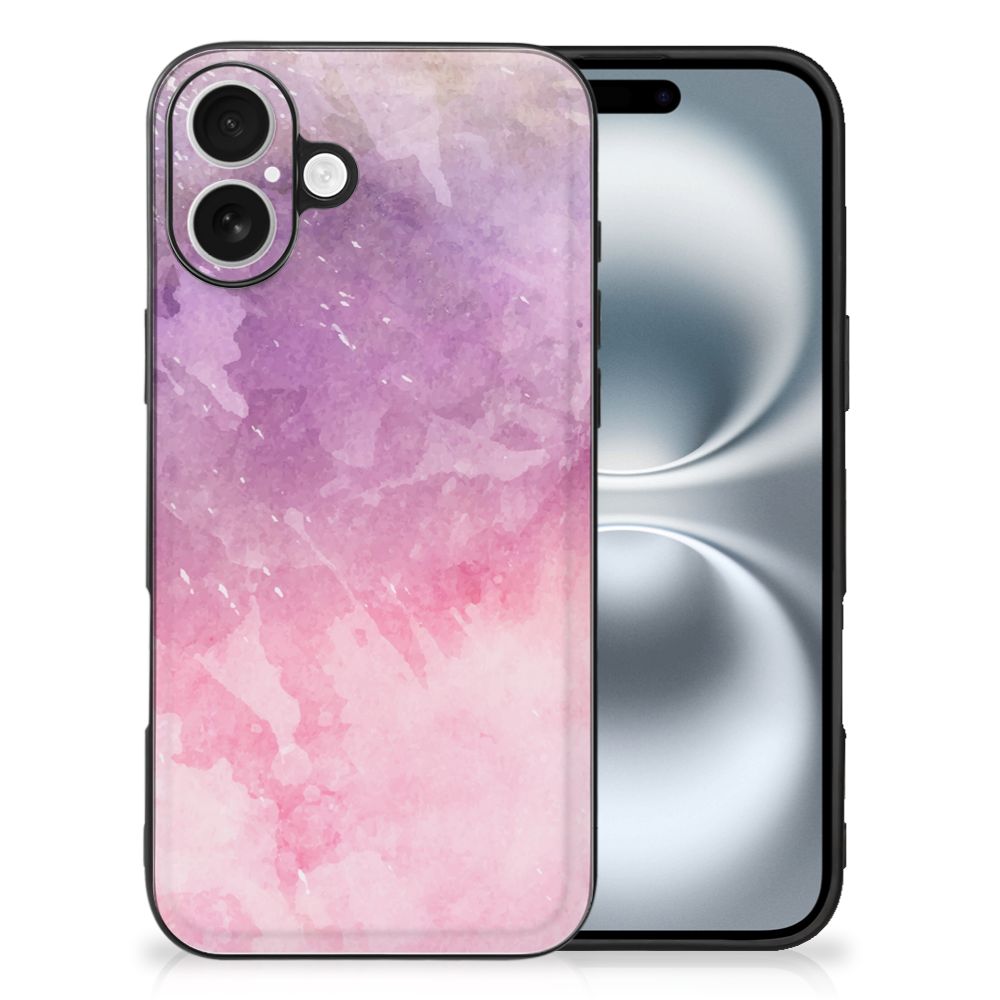 Apple iPhone 16 Kleurrijke Telefoonhoesje iPhone 16 Pink Purple Paint watercoloring achterkant