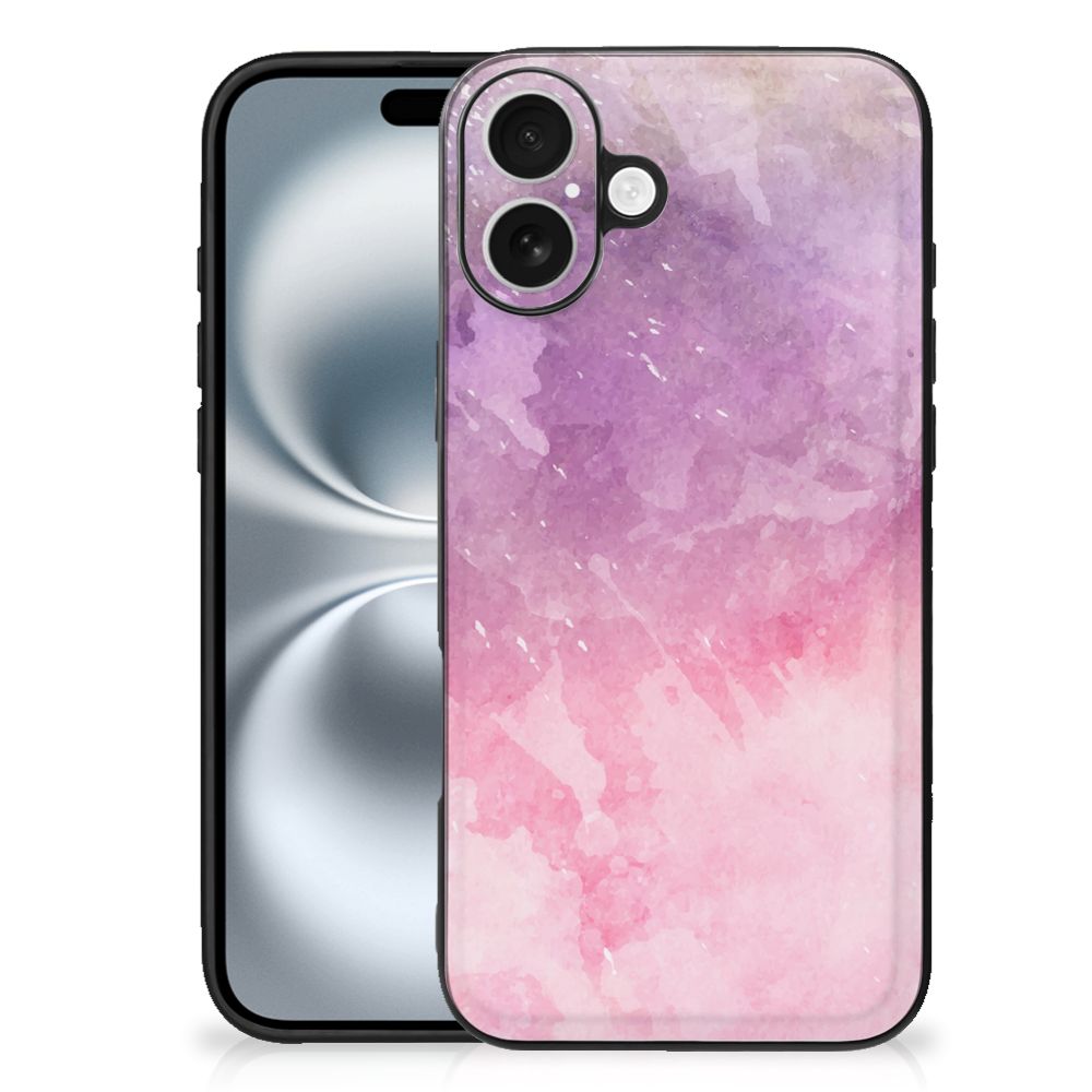 Apple iPhone 16 Plus Kleurrijke Telefoonhoesje Pink Purple Paint watercoloring achterkant