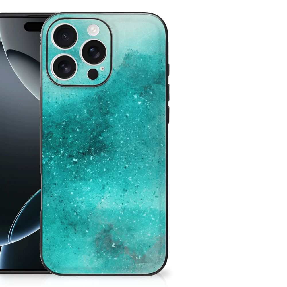 Apple iPhone 16 Pro Max Kleurrijke Telefoonhoesje Painting Blue achterzijde design groen blauw