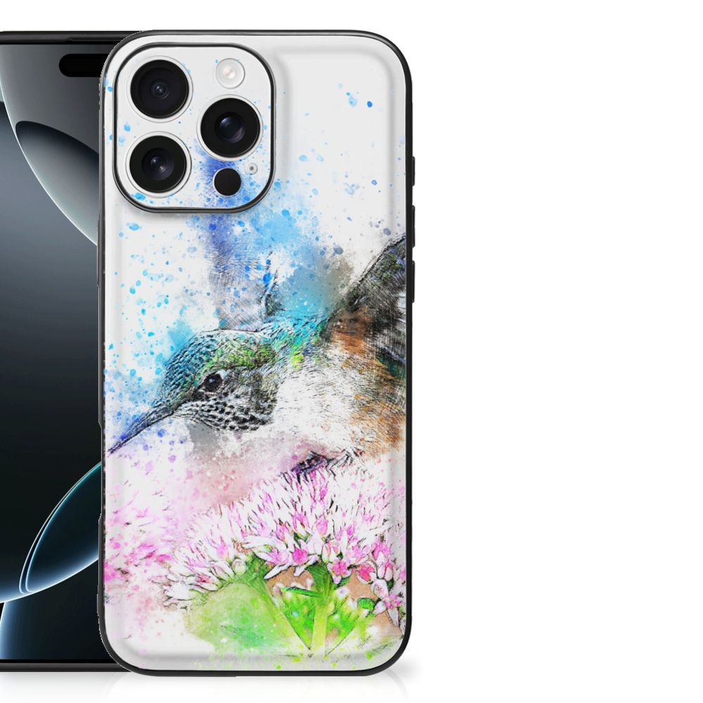 Apple iPhone 16 Pro Max Kleurrijke Telefoonhoesje iPhone 16 Pro Max Vogel watercoloring voorkant