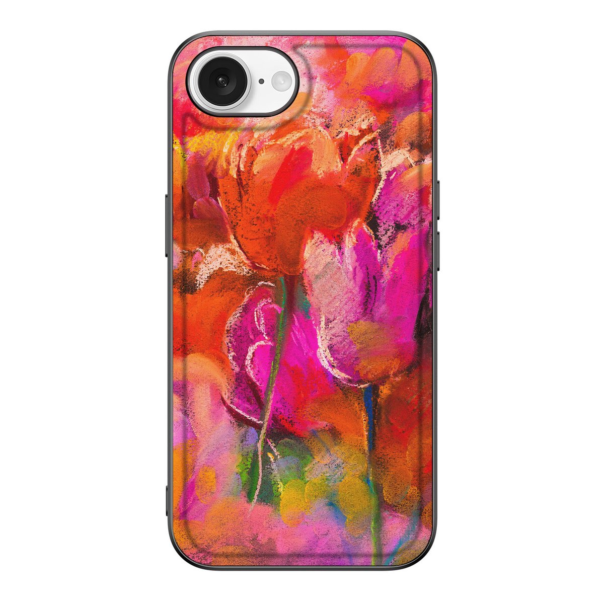 Apple iPhone 16e Kleurrijke Telefoonhoesje Tulips achterkant kleurige bloemen
