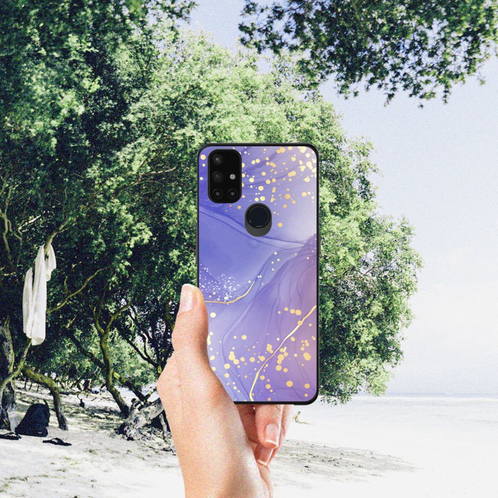 OnePlus Nord N10 5G Kleurrijke Telefoonhoesje Watercolor Paars achterkant