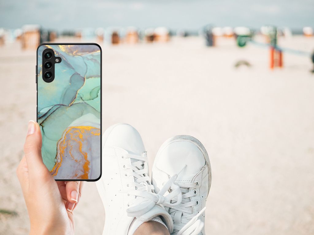 Samsung Galaxy A13 5G A04s Kleurrijke Telefoonhoesje Watercolor Mix zijaanzicht