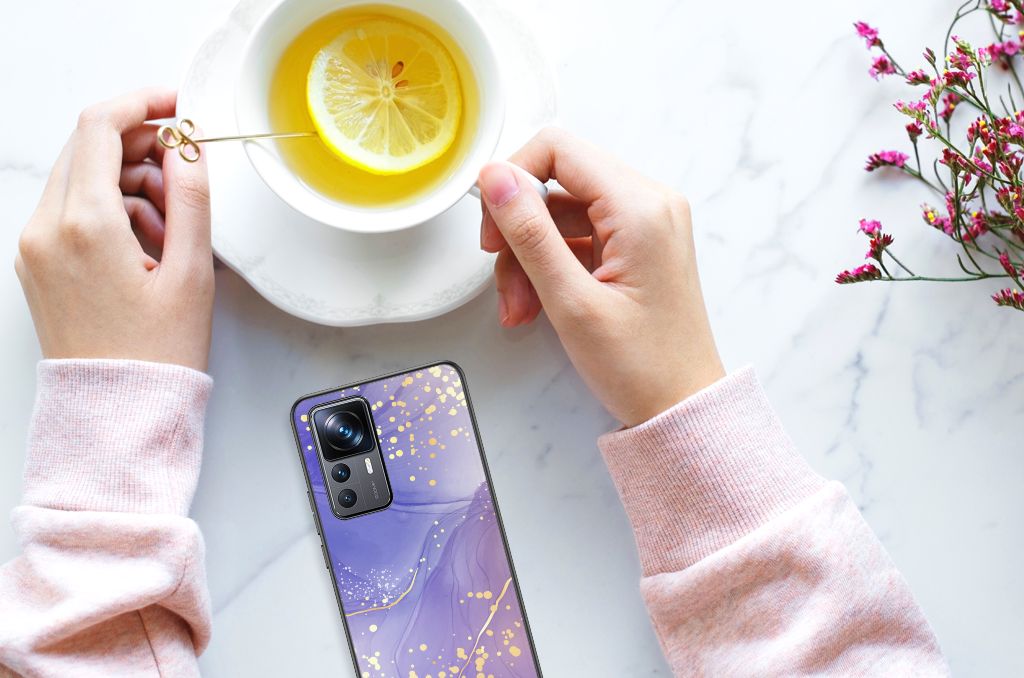Kleurrijke Telefoonhoesje voor Xiaomi 12T | 12T Pro Watercolor Paars B2C Telecom