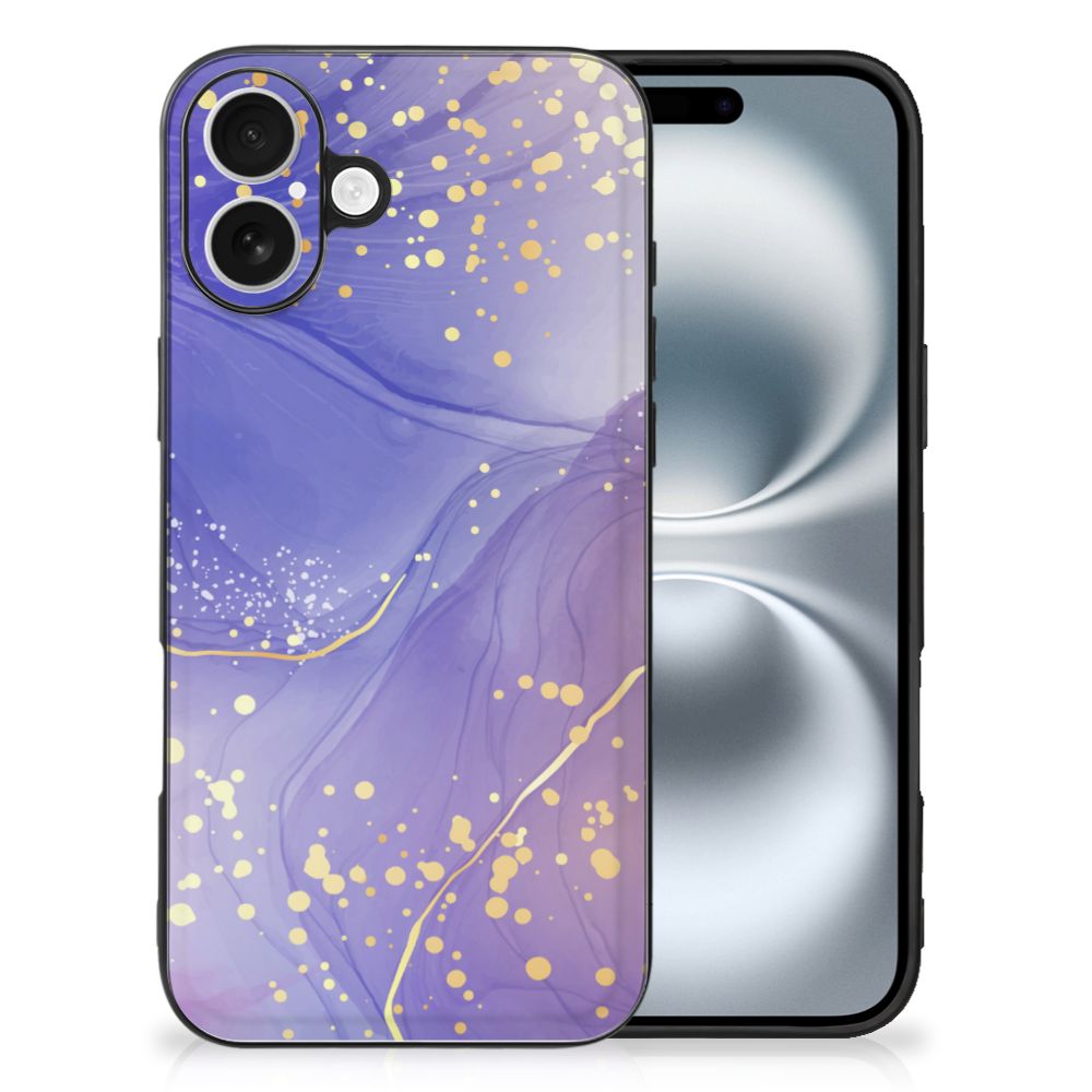 iPhone 16 Kleurrijke Telefoonhoesje Watercolor Paars achterkant aanzicht