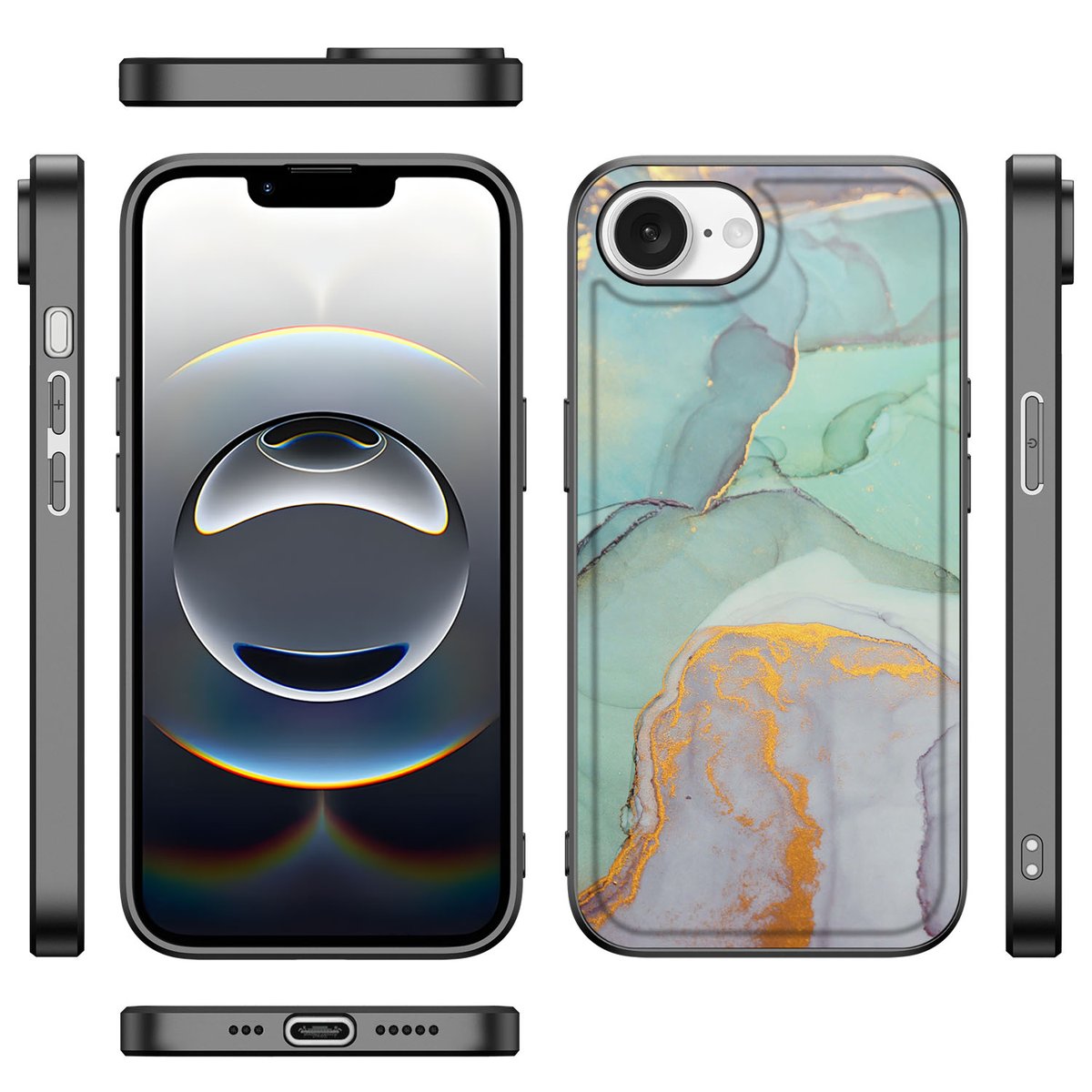 iPhone 16e Kleurrijke Telefoonhoesje voor iPhone 16e Watercolor Mix zij aanzicht