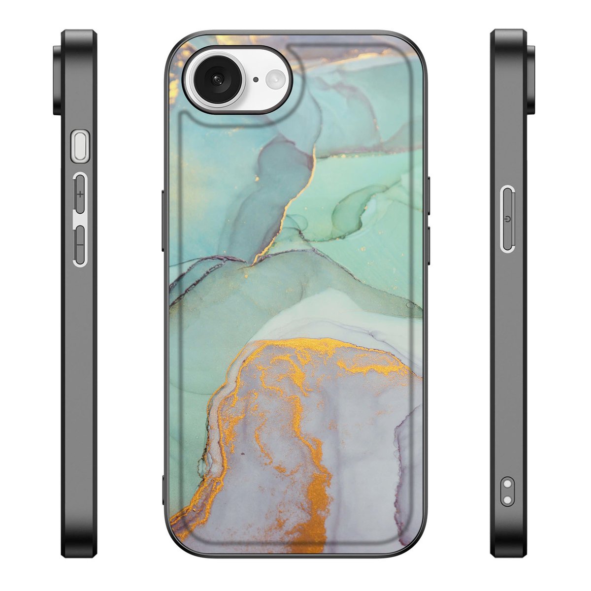Kleurrijke Telefoonhoesje voor iPhone 16e Watercolor Mix design voorkant zijkant