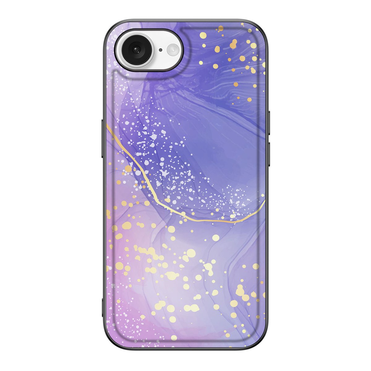 iPhone 16e Kleurrijke Telefoonhoesje Watercolor Paars achteraanzicht