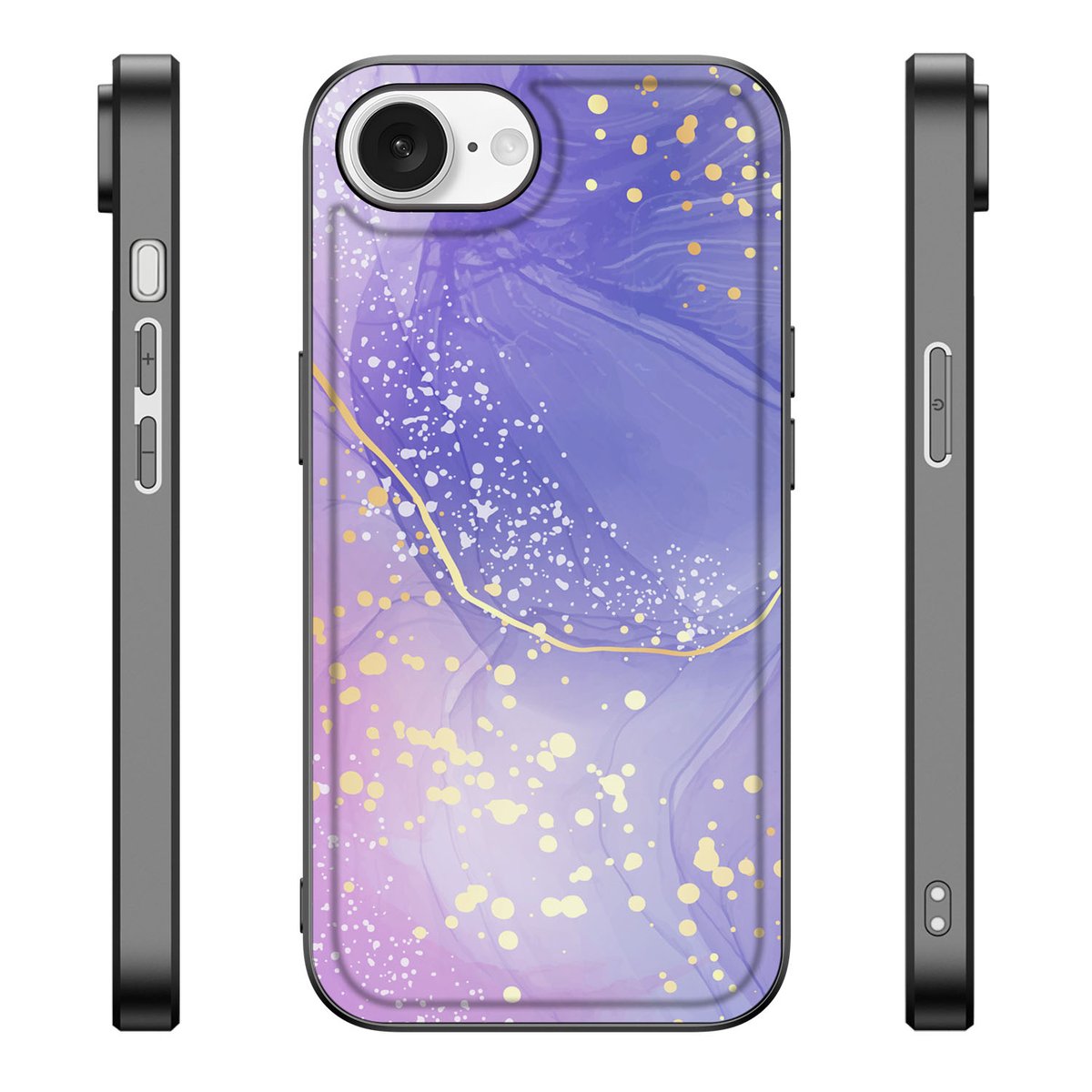 iPhone 16e Kleurrijke Telefoonhoesje voor iPhone 16e Watercolor Paars aanzicht