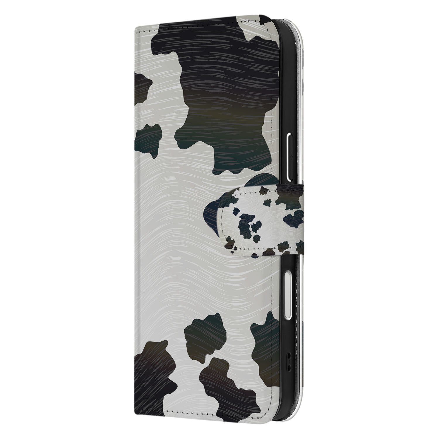 Koeienvlekken Hoesje iPhone Air Book Case design koeienpatroon zijkant