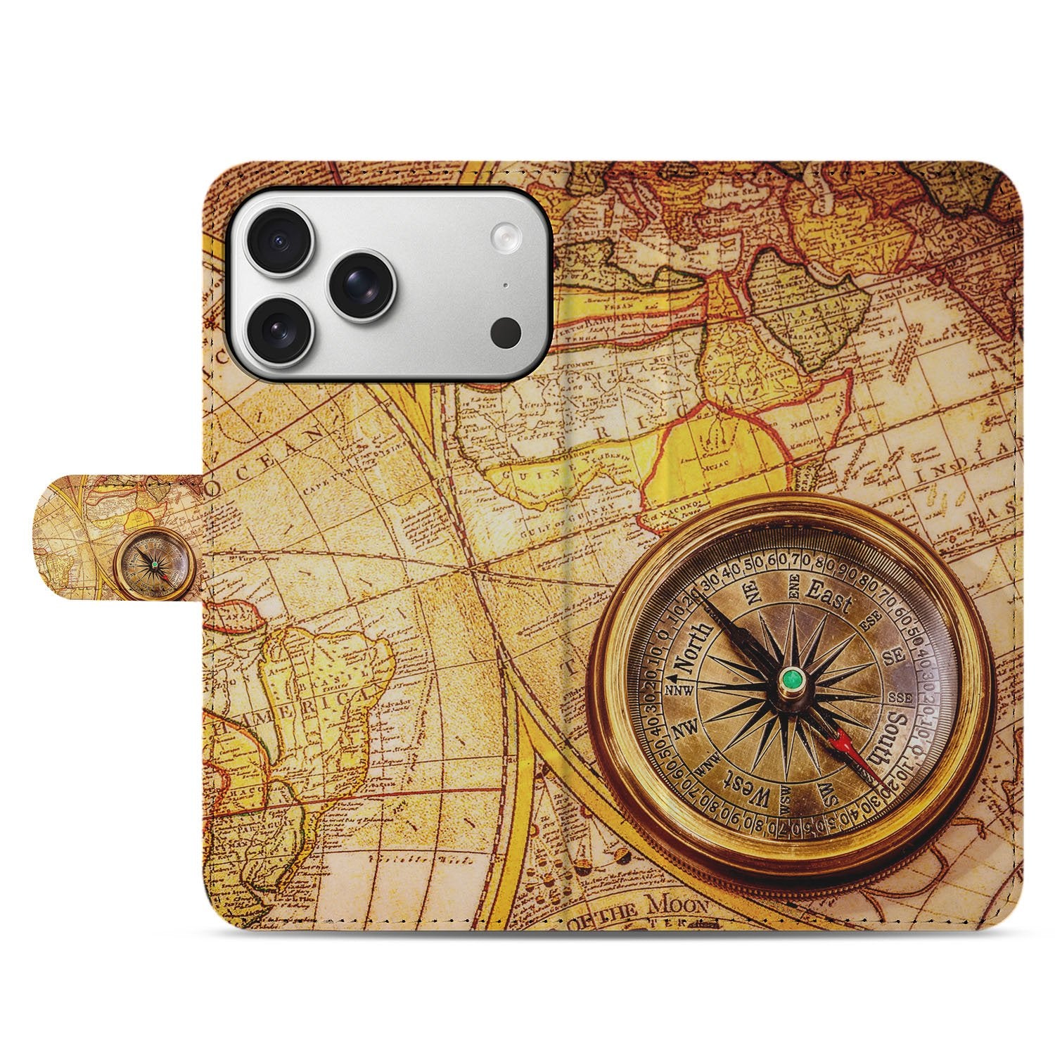 Kompas Hoesje Apple iPhone 17 Pro Book Case designkompas vooraanzicht