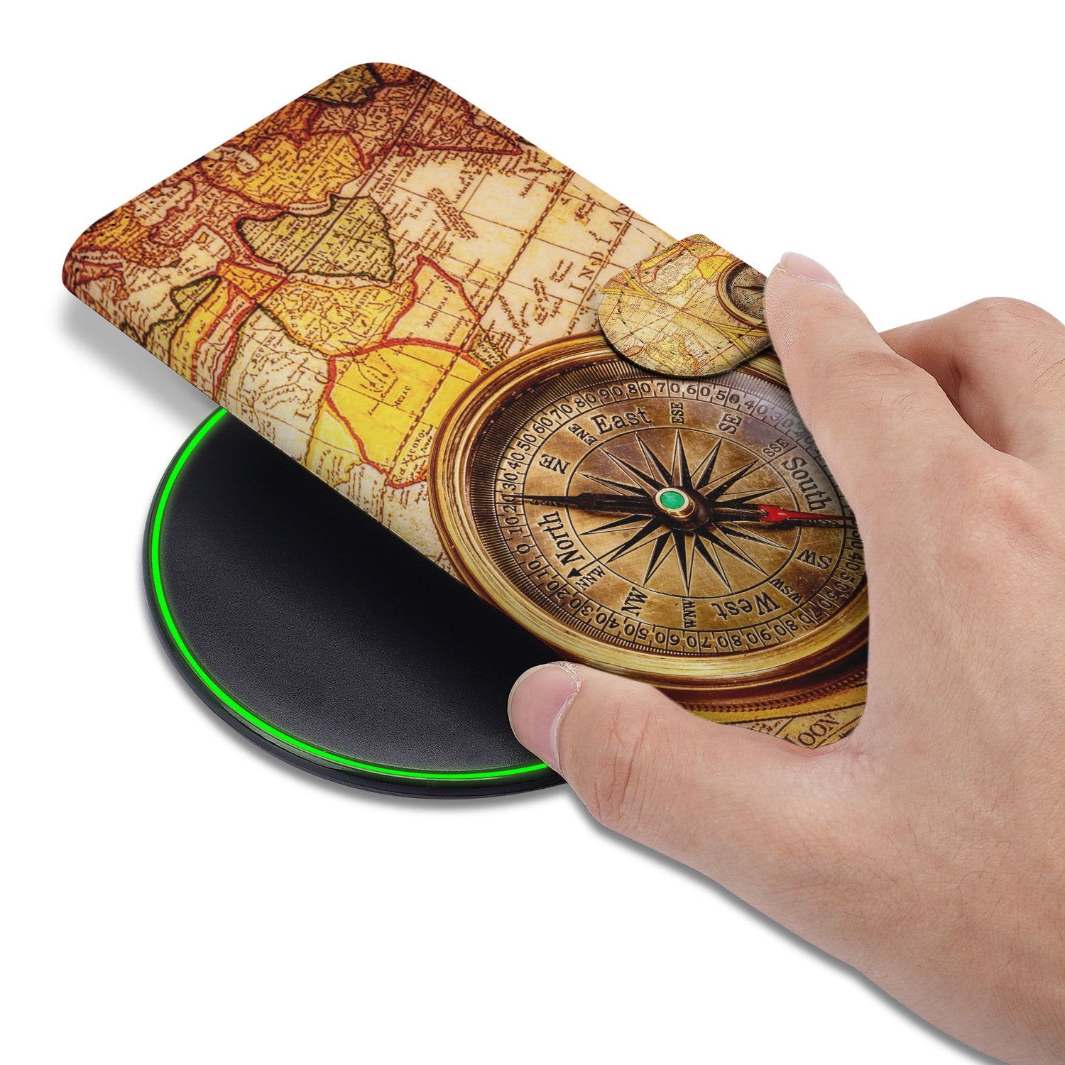 Kompas Hoesje Apple iPhone 17 Pro Book Case kompas design hand aanzicht